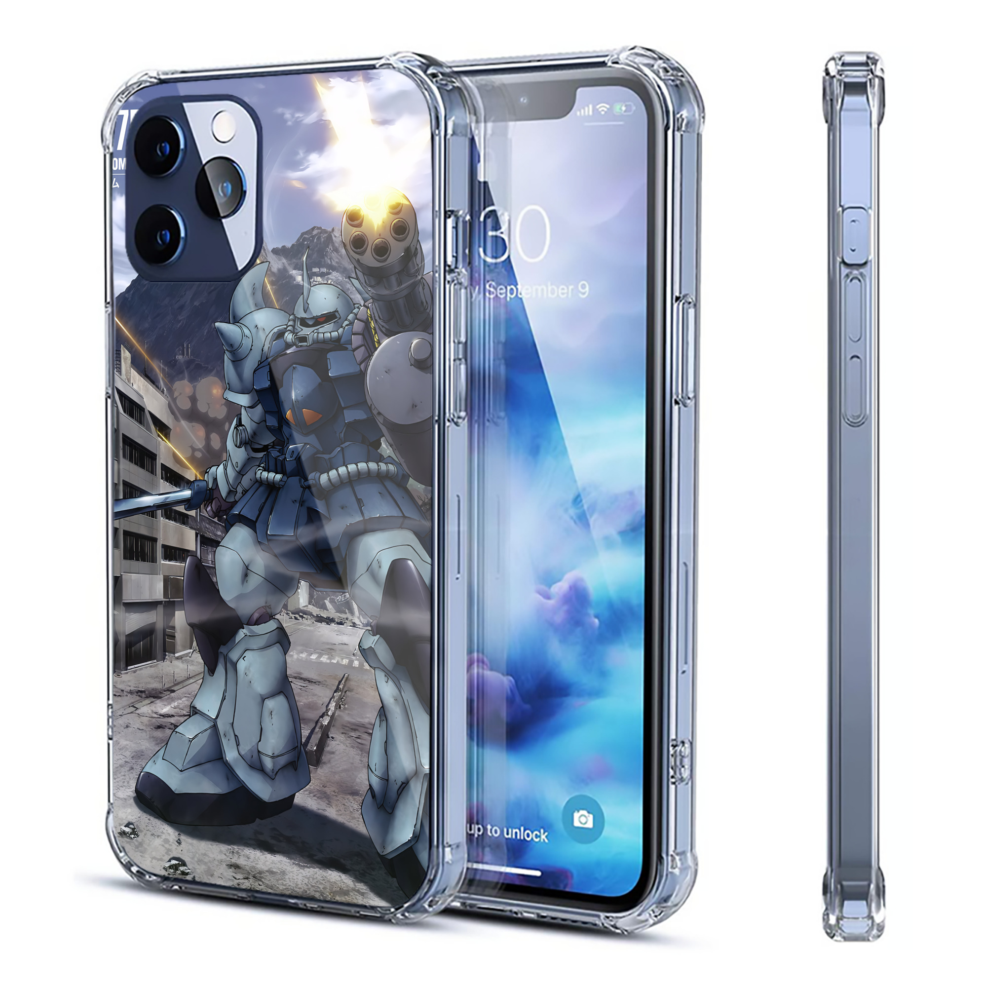 （画像用） 機動戦士ガンダム Mobile Suit Gundam 【iPhone 12シリーズ対応】透明スマホケース（クリアソフトケース）
